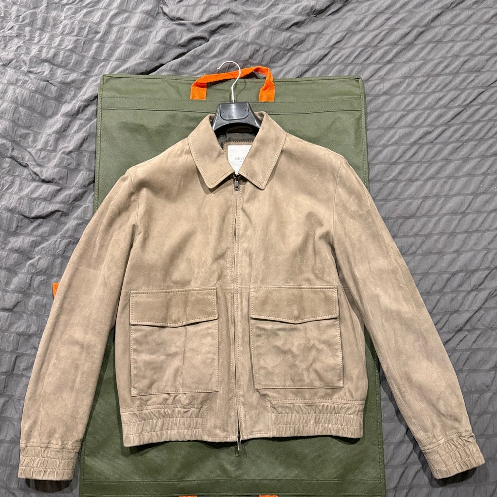 100% Lamb Suede Zip-Front Jacket - Tan